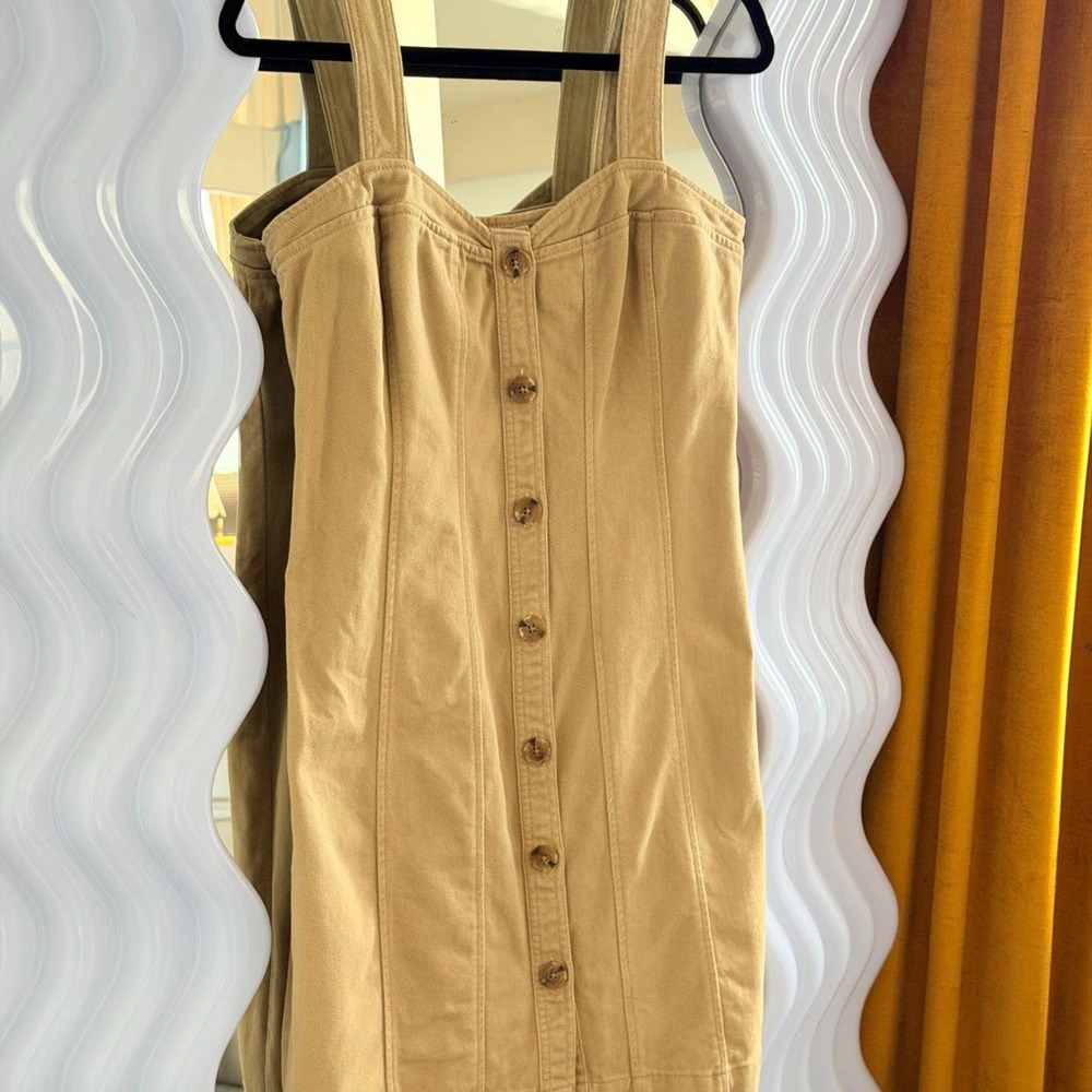 Banana Republic Khaki Tan Cotton Button Down Tank Dress Size 4 Small